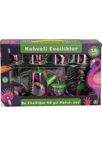 Mey İthalat Atf-996-7a-10a 14 Parça Desenli Metal Çay Set