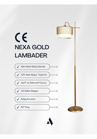 Nexa Eskitme Gold Lambader Tel Örgü Başlık, Yumuşak Işık Ve Zamansız Şıklık Gold