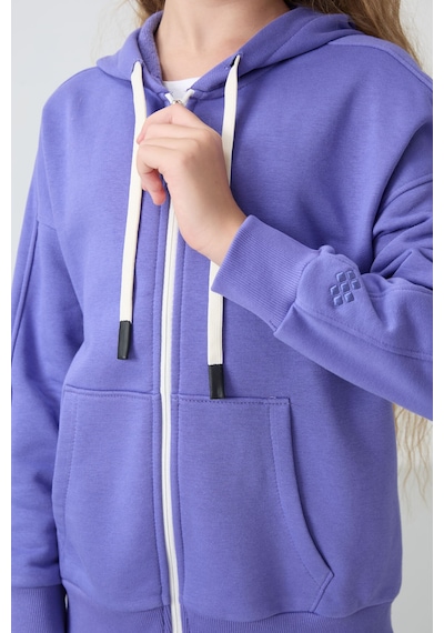 Tommy Life Eflatun Pamuklu İçi Tüylü Yumuşak Dokulu Standart Fit Nakışlı Kız Çocuk Sweatshirt - 75149 Eflatun