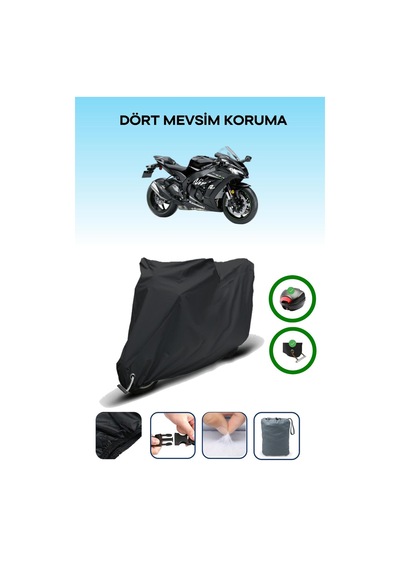 Siyah Arka Çanta Ve Kilit Uyumlu Kawasaki Ninja Zx-10rr Uyumlu Motor Brandası