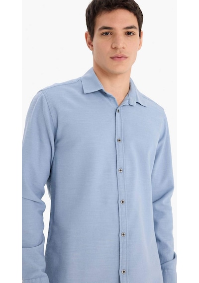 DeFacto Slim Fit Dar Kesim Pamuklu Basic Düz Uzun Kollu Gömlek A4644AX25SPBE299