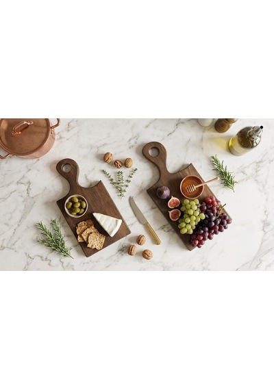 Fam Wood Art Doğal Ahşap 2'li Kesme Sunum Doğrama Tahtası,servis Tabağı%100 Çam Ağacı Kahverengi
