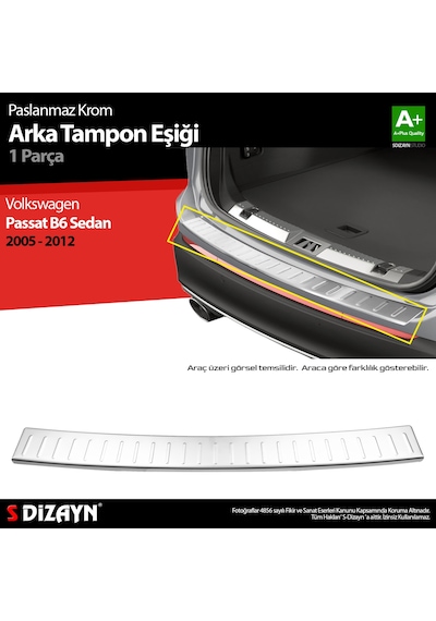 S-dizayn Vw Passat B6 Sedan Krom Arka Tampon Eşiği 2005-2012