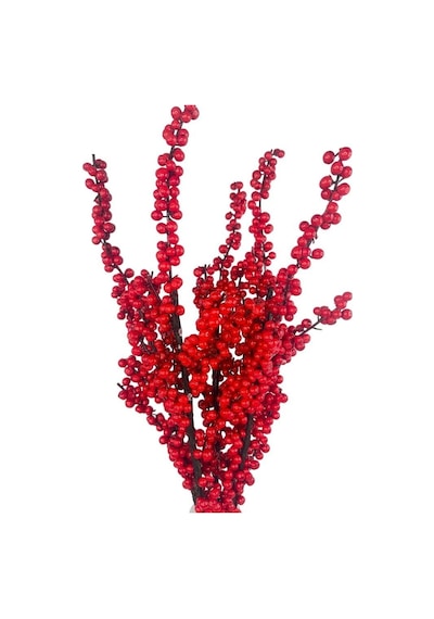 Yapay Çiçek Kokina Uzun Dal 90cm Yılbaşı Çiçeği Red Berry