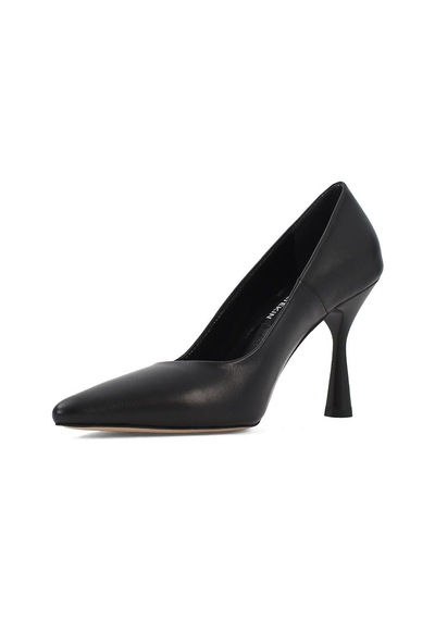 Kadın Siyah Yüksek İnce Topuklu Deri Stiletto