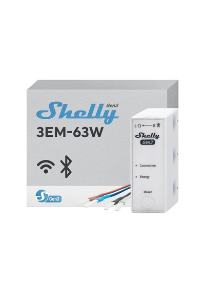 Shelly 3em-63w Gen3 Akıllı 3 Faz Enerji Ölçer
