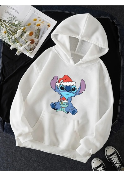 Stitch Yılbaşı Kapşonlu Sweatshirt 001