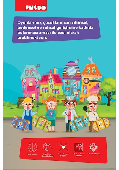 Puedo Meslekler Cırtlı Eşleştirme Oyunu Eva Çantalı Eğitici Oyuncak 3+ 36 Parça Set