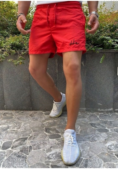 Oliggopol Erkek Slim Fit Düz Renk Cepli Model Deniz Şortu
