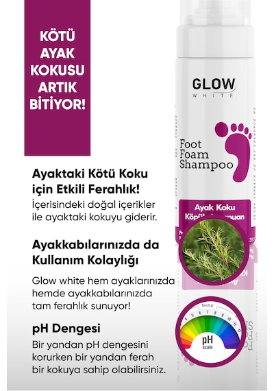 Glow Whıte Ayak Koku Giderici Köpük Şampuan Doğal Çay Ağacı Ve Nane Yağı Özlü 100 Ml