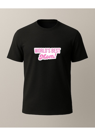 World's Best Mom Baskılı T-shirt Siyah