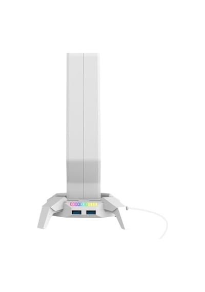 Rm-h27 Igrıs Type-c Rgb Beyaz Kulaklık Standı, 3 Usb 2.0 Portlu, 3.5 Mm Ses Girişli Oyuncu Kulaklık Askısı