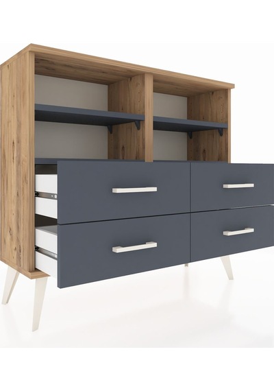 Arges Şifonyer 4 Raflı 4 Çekmeceli 88x30x80 Çam-antrasit Antrasit Arges Şifonyer 4 Raflı 4 Çekmeceli 88x30x80 Çam-antrasit Antrasit