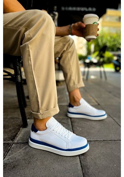 Aymood Mn979 - Santoni Gbt Spor Erkek Ayakkabı Beyaz/mavı