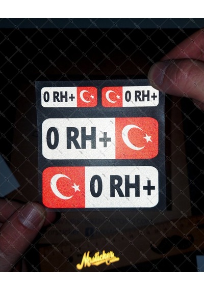 Bay Etiket Bt02 Reflektif 0 Rh Pozitif(+) Kan Grubu Sticker Seti