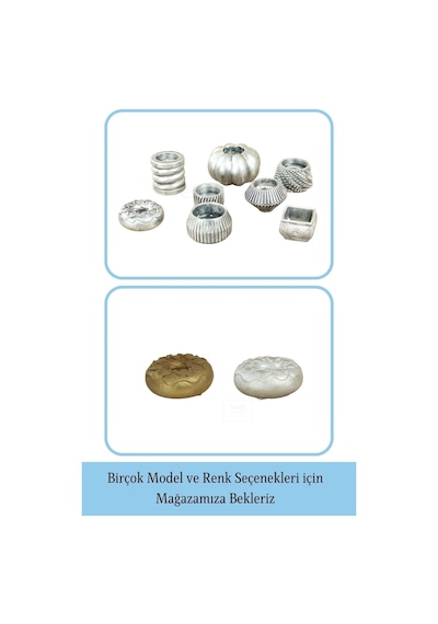 Mumluk Şamdan İnce Mum Uyumlu Donut Model - Gümüş Eskitme