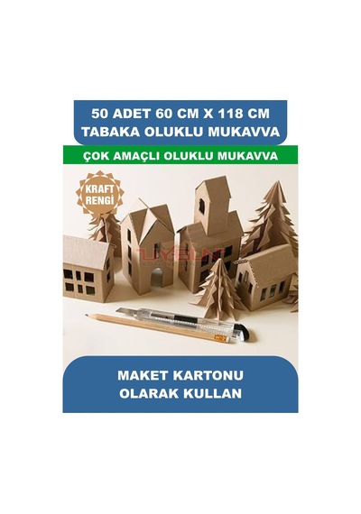 50 Adet 60cm X 118cm Baskısız Tabaka Oluklu Mukavva, Çocuk Etkinlik Kartonu, Maket Kartonu, Kargo Kartonu