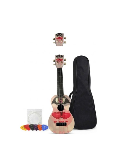 Soprano Ukulele Sevgi Desenli Kapak