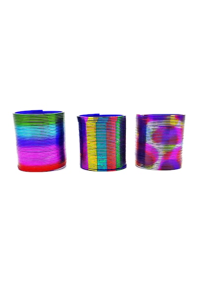 Metalik Renkli Stres Yayı Desenli Oyuncak Stres Yayı - 5 Cm Çapında - 2 Adet