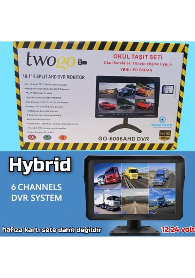 6 Kanallı Hybrid Dvr Monitör Kamerasız 256 Gb - 12 24 Volt