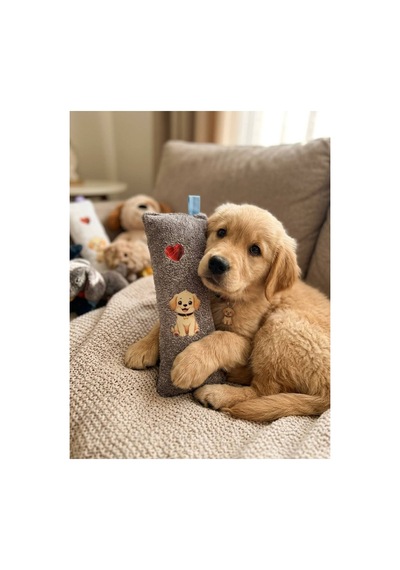 Kedi Köpek Oyuncağı Peluş Köpek Baskılı, Yumuşak Kumaşlı Hışırtılı Oyuncak Gri - 937533434