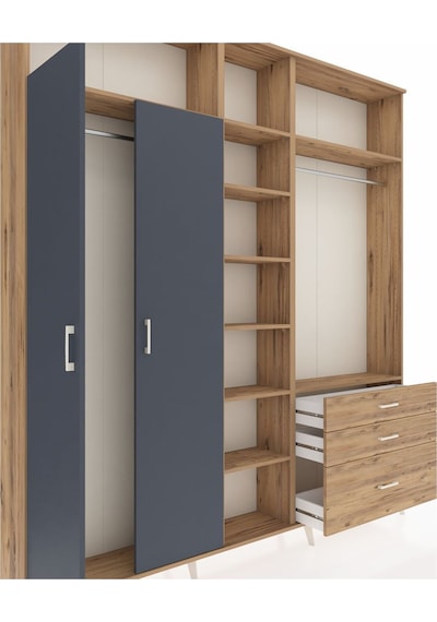 Arges Dolap 9 Raflı 3 Çekmeceli 2 Askılı 220x30x243 Çam-antrasit/çam Antrasıt/atlas Çam Arges Dolap 9 Raflı 3 Çekmeceli 2 Askılı 220x30x243 Çam-antrasit/çam Antrasıt/atlas Çam