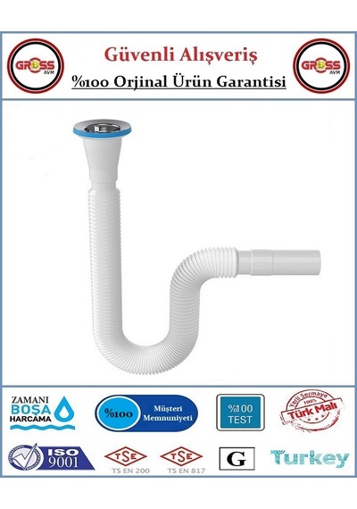 Lavabo Gider Sifonu Körüklü - Uzun Beyaz