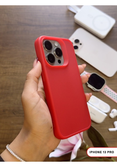 Apple iPhone 13 Pro Uyumlu Kamera Korumalı Darbeye Dayanıklı Renk Atmayan Keep Silikon Kılıf Kırmızı