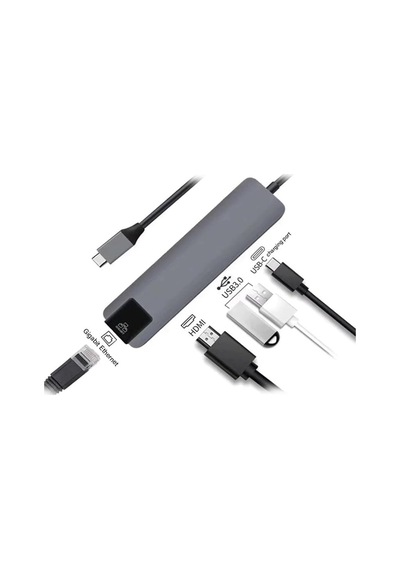 Usb 3.1 Type C To Hdmi 2xusb 3.0 Gigabit Ethernet Çevirici Dönüştürücü Adaptör