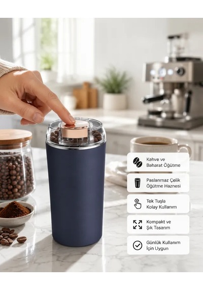 Astraltech Kahve Ve Baharat Öğütücü Kolay Temizlenebilir Paslanmaz Çelik Taşınabilir Çok Renkli