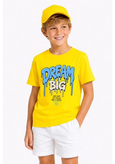 Bayloranzzo Dream Big %100 Pamuk Premium Kalite Erkek Çocuk Tişörtü Sarı