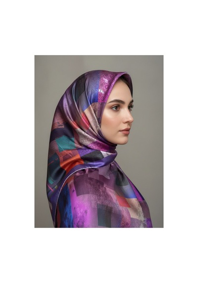 Trend Dijital Baskı Batik Dikdörtgen Desenli Royan Eşarp Desen 4 Renk 1 Çok Renkli