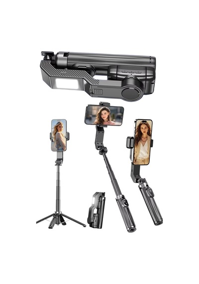 Bluetooth Kumandalı Led Işıklı Telefon Gimbal Sabitleyici Ve Masaüstü Tripod Selfie Çubuğu Taşınabilir Profesyonel