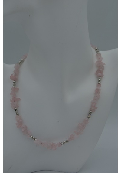 Stoneage Pembe Kuvars Aşk Taşi  Kolye Kırmızı