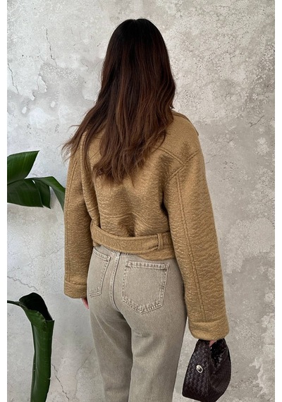 Alemdarshop Camel Kuşgözlü Kaşe Kaban