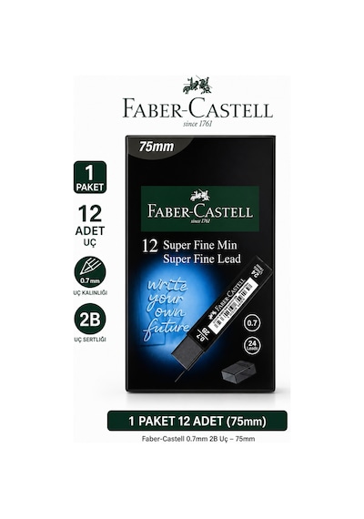 12 Adet Uç 0,7 Min 2b 75 Mm 1 Paket Faber-castell