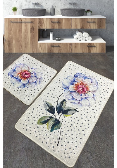Jade Banyo Halısı Djt 2 Li Set Banyo Halısı Paspas Yıkanabilir Kaymaz Çok Renkli
