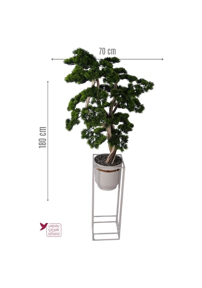 Yapay Çiçek Sitesi Metal Sütun Saksıda Yapay Bonsai Ağacı 180 Cm Salon Dekorasyonu Yeşil
