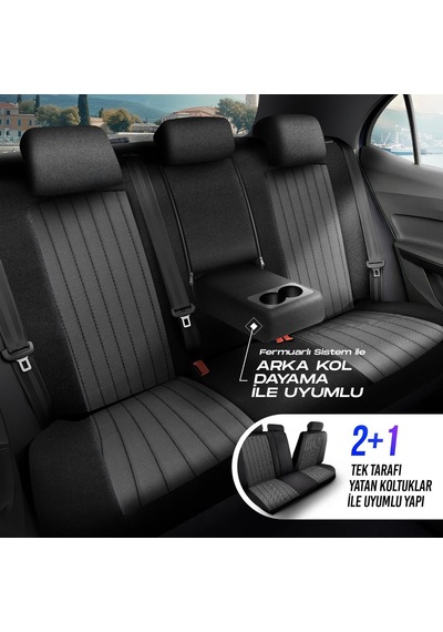 Panda Prag Serisi Pike Kumaş Oto Koltuk Kılıfı   - Tam Set