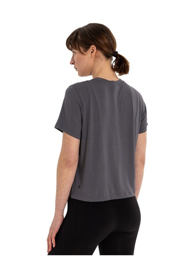 Inguz Modal Bisiklet Yaka Basic Yoga T-shirt Gri