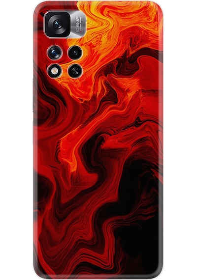 Xiaomi Redmi Note 11 Pro Kılıf Silikon Desen Özel Seri Red Orange Zigzag 1695
