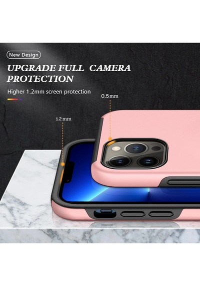 Newface Apple iPhone Uyumlu 13 Pro Max Kılıf Elit Yüzüklü Kapak Semeglbl - 78 - Pembe