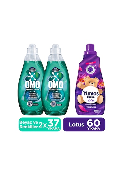 Yumoş Yumuşatıcı Lotus 1440 Ml X1 Omo Express Fresh Kötü Koku Karşıtı Beyaz Ve Renkliler 1480 Ml X2 Diğer