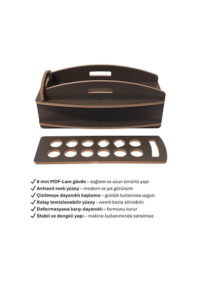 Nespresso Kapsül Standı Ve Çekmecesi Kahve Makinesi Altlığı, Kapsül Düzenleyici Organizer 20x38x15 Cm Antrasit
