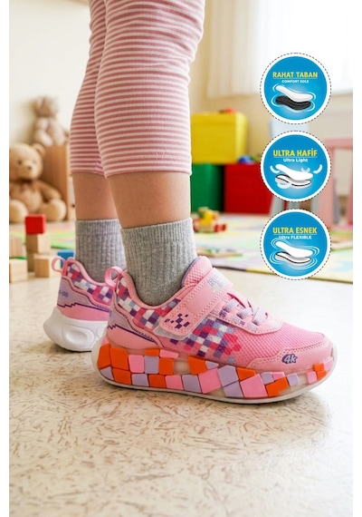 Ruffon 1030 P Pembe-beyaz-lila Kız Çocuk Spor Ayakkabı
