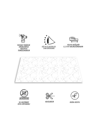 Kendinden Yapışkanlı Mermer Desenli Panel Silver Desen 82x122 Cm 1m2 1 Adet Diğer
