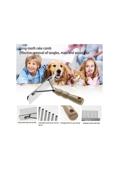 Köpekler İçin Astar Tırmığı, Bakım Fırçası Seti, Uzun Diş Astarı Köpek Tırmığı + Pire Tarağı, Deshedding Aracı Güzellik Çelik Tarağı Golden Retriever Husky Alman Çoban Köpeği Uzun Tüylü Kedi