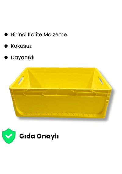 Alpbx 1.kalite Sarı Plastik Kasa 60x40x22 Cm - Kutu 44 Litre Sarı