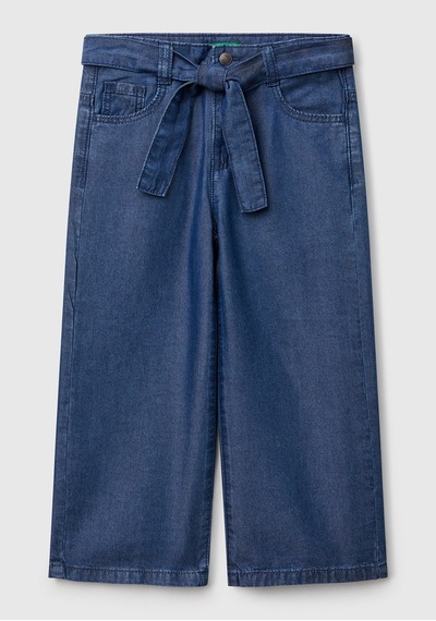 Benetton Kız Bebek Denim Pantolon Mavi
