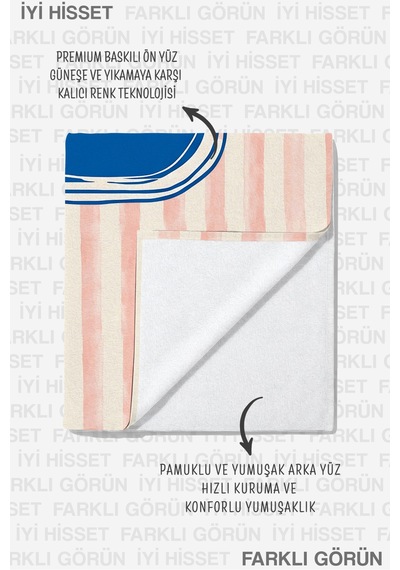Sardalya Konserve Marine Çizgili Plaj Havlusu-akdeniz Stil Pembe Mavi Hızlı Kuruyan Mikrofiber Havlu Eski Şakayık